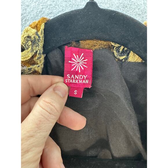 VTG Sandy Starkman Women's S Bronze Velvet Blazer Applique Baroque Bohemian RARE - Picture 5 of 11